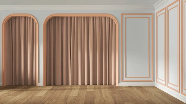 Empty Room Interior Design White Orange Pastel Tones Classic Open — Stock Photo, Image