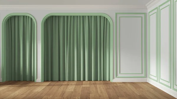 Empty Room Interior Design White Green Pastel Tones Classic Open — Stock Photo, Image