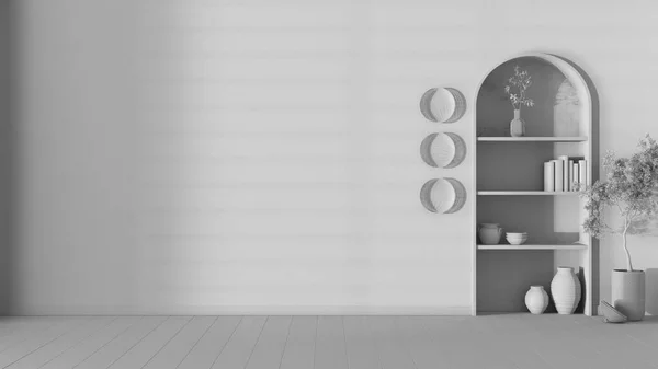 Загальний Білий Проект Концепція Фонового Дизайну Інтер Єру Порожня Вітальня — стокове фото