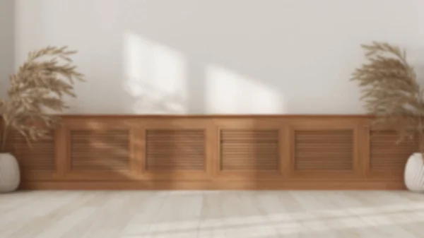 Zamazane Tło Wystrój Wnętrz Pustego Pokoju Drewniany Blat Stołu Panel — Zdjęcie stockowe