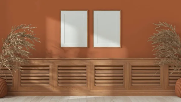 Wnętrze Pustego Pokoju Drewniany Blat Stołowy Szafka Panel Lub Półka — Zdjęcie stockowe