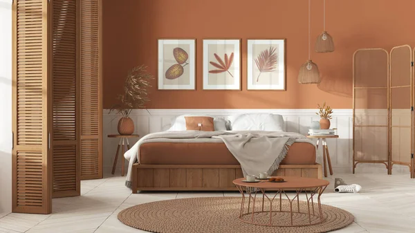 오렌지색으로 나무로 담요를 응접실 테이블 쿠키와 — 스톡 사진