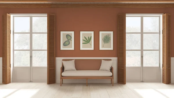 Living Room Background Sitting Waiting Room White Orange Tones Two — Stockfoto