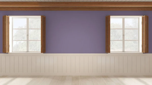 Interior Design Background Empty Room White Purple Tones Parquet Floor — Stockfoto