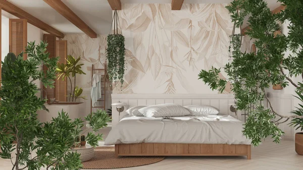 Green Summer Spring Leaves Tree Branch Interior Design Scene Natural — 图库照片