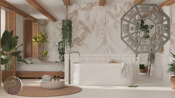 Interior Design Project Feng Shui Consultancy Bohemian Wooden Bathroom Bedroom — Φωτογραφία Αρχείου