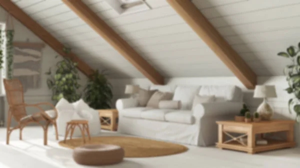 Blurred Background Country Mezzanine Living Room Boho Style Sofa Rattan — ストック写真