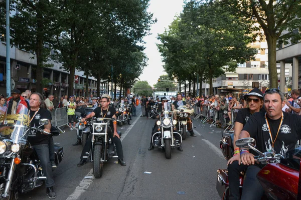 Mans França Junho 2014 Motociclistas Desfile Pilotos Corrida — Fotografia de Stock