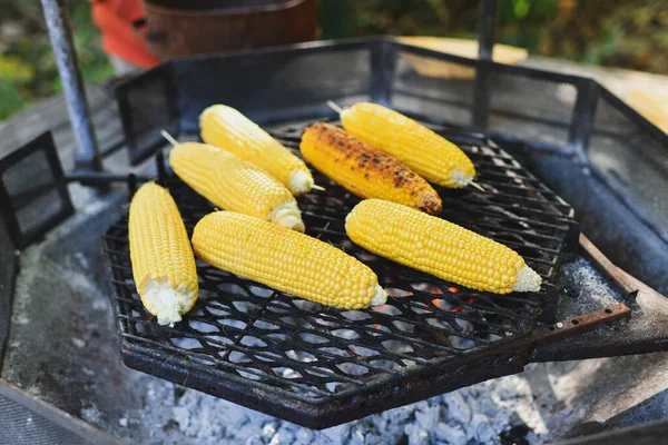 Grilled Corns Hot Stove — Stock Photo, Image