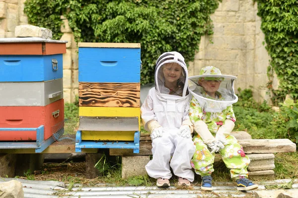 Bambini Tuta Protettiva All Alveare — Foto Stock