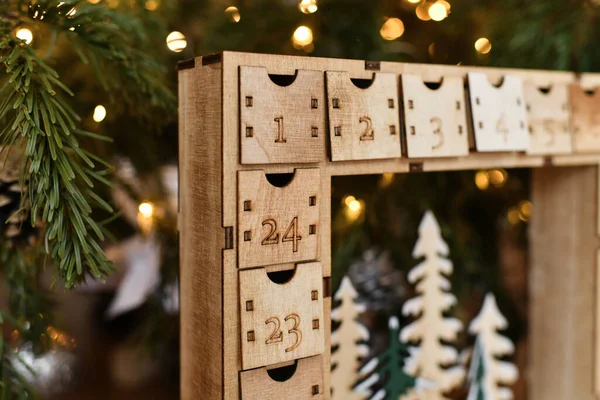 Calendário Advento Madeira Para Natal — Fotografia de Stock