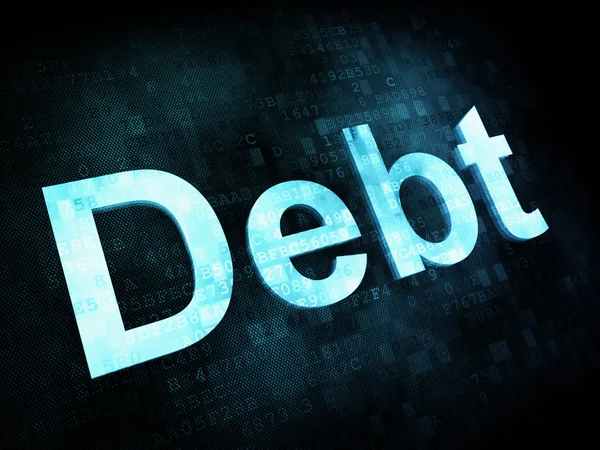 Üzleti koncepció: pixelated szót adósság digitális kijelzővel — Stock Fotó