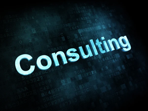 Business concept: pixelated words Consulting on digital screen — Stock Photo, Image