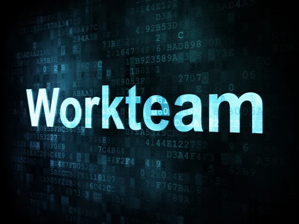 Job, concetto di lavoro: parole pixelate Workteam sullo schermo digitale — Foto Stock