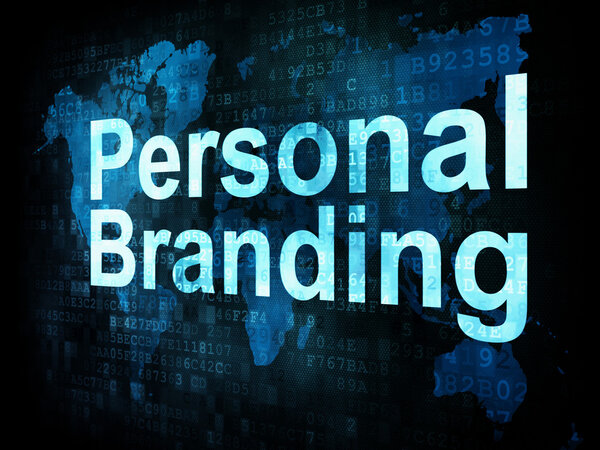 Маркетинговая концепция: пиксельные слова Personal Branding on digital
