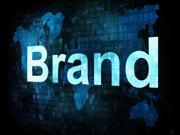 Conceito de marketing: palavras pixelizadas Marca na tela digital — Fotografia de Stock