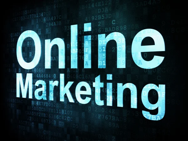Conceito de marketing: palavras pixelizadas Online Marketing on digital s — Fotografia de Stock