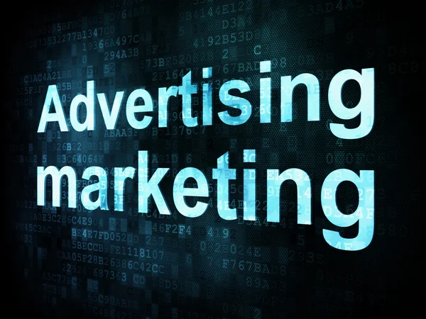 Concepto de marketing: palabras pixeladas Marketing publicitario en digi — Foto de Stock