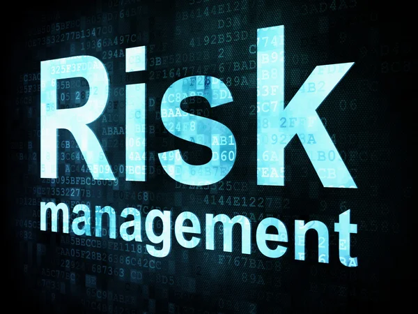 Management concept: pixelated words Risk management on digital s — Stock Photo, Image
