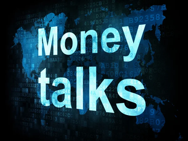 Money concept: pixelated words Money talks on digital screen — Stock Photo, Image