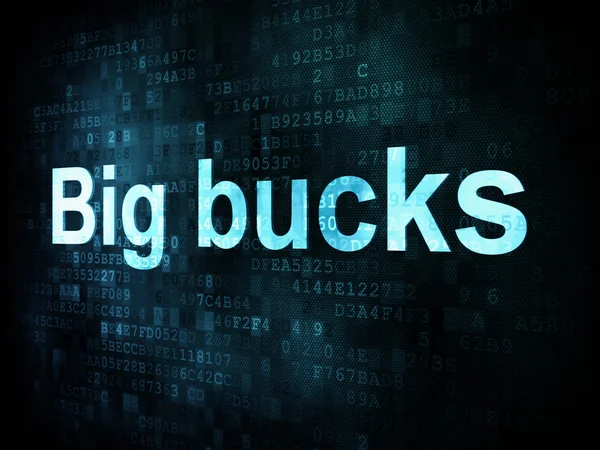 Concetto di denaro: parole pixelate Big bucks sullo schermo digitale — Foto Stock