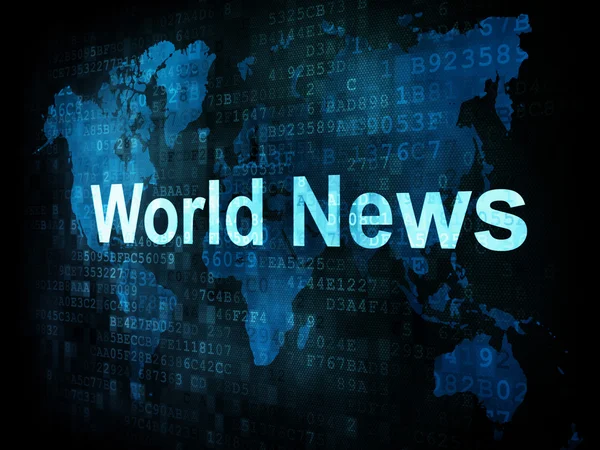 News and press concept: pixelated words World News on digital sc — Stock Photo, Image