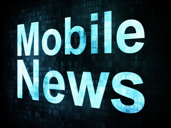 Concepto de noticias y prensa: palabras pixeladas Mobile News on digital s — Foto de Stock