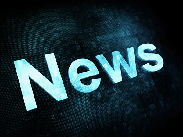 뉴스와 보도 개념: pixelated 디지털 화면에 뉴스 단어 — 스톡 사진