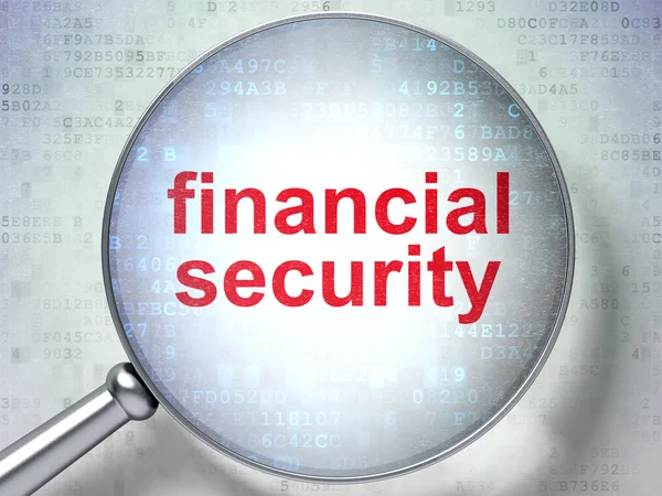 Optische Lupe mit Worten Finanzsicherheit auf digita — Stockfoto