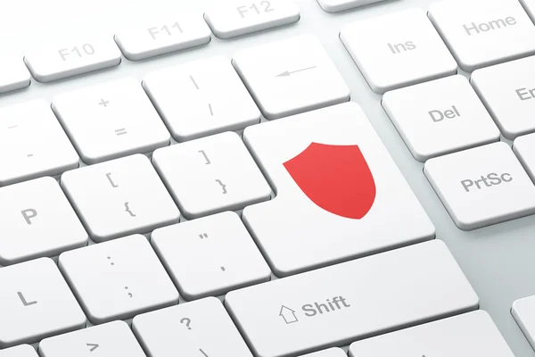 Enter button with shield on computer keyboard — Stock Photo, Image