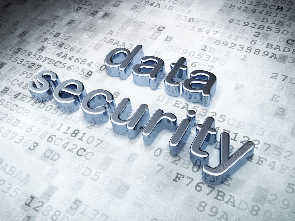 Security concept: silver data security on digital background