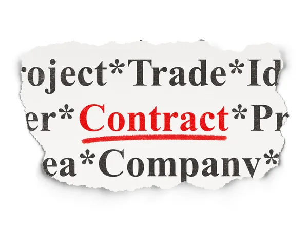 Torn newspaper with words Contract on background — Stock Photo, Image