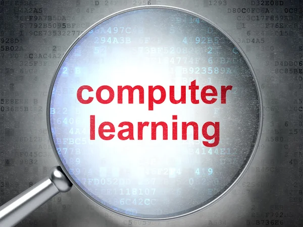 Concetto educativo: vetro ottico con parole Computer Learning — Foto Stock