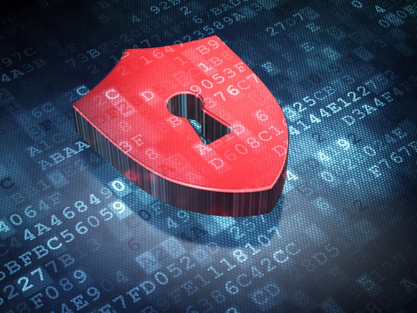 Privacy concept: Red Shield With Keyhole on digital background — Stock Photo, Image