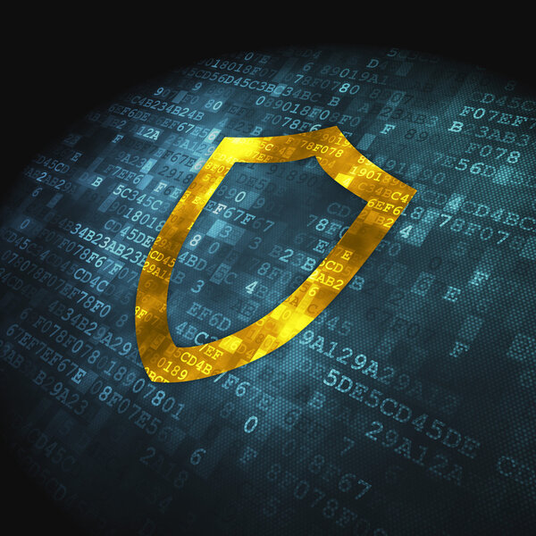 Protection concept: Contoured Shield on digital background