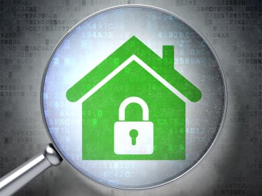 Güvenlik kavramı: ev simgesi olan optik cam