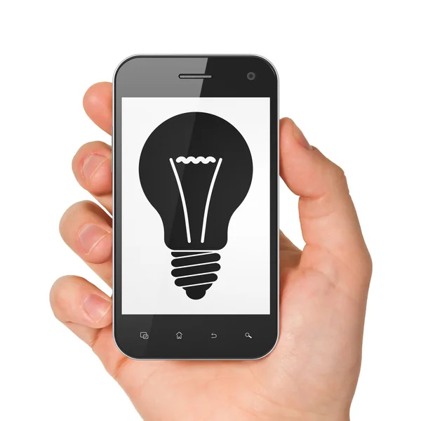 Business concept: smartphone with Light Bulb. — Stock Photo, Image