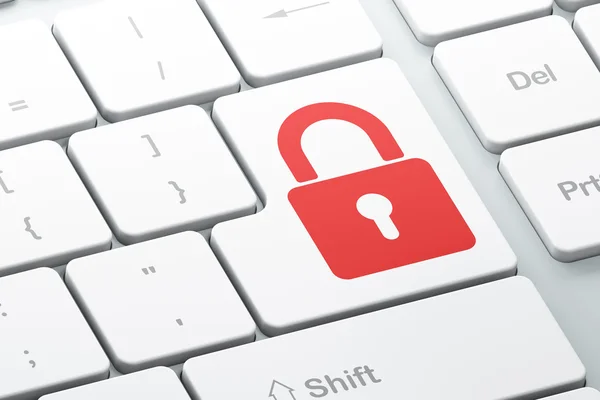 Koruma kavramı: bilgisayar klavye ile kapalı asma kilit