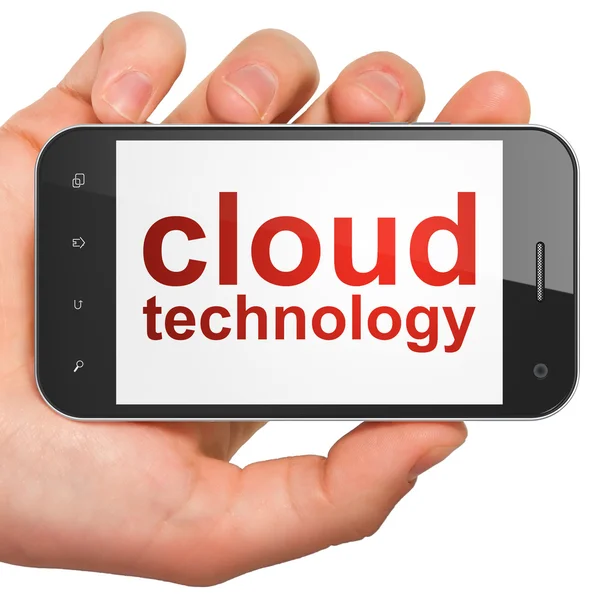 Cloud výpočetní techniky, sítí koncept: smartphone s — Stock fotografie