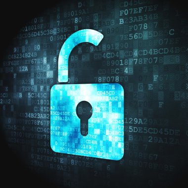 Güvenlik kavramı: dijital arka plan üzerine açık asma kilit