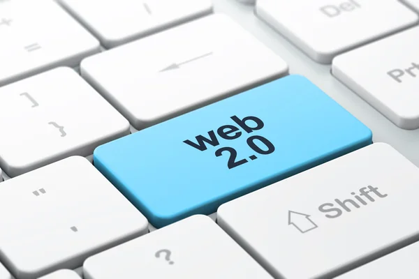 Κατασκευή ιστοσελίδων Seo έννοια: πληκτρολόγιο του υπολογιστή με Web 2.0 — Φωτογραφία Αρχείου