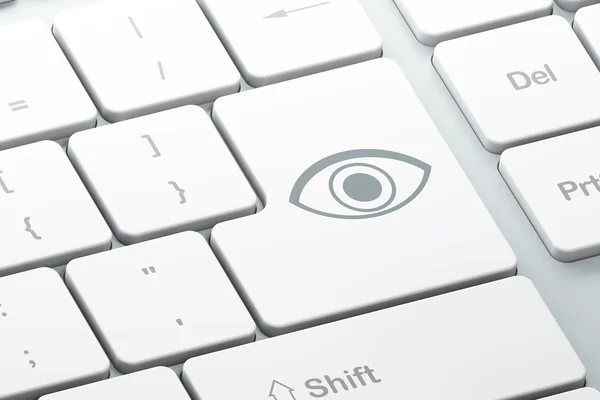 Concepto de protección: teclado de ordenador con Eye — Foto de Stock