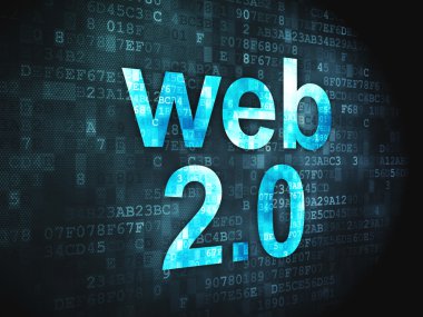 SEO web geliştirme kavramı: Web 2.0 dijital arka plan üzerinde