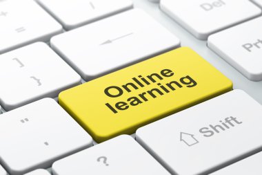 eğitimi kavramı: çevrimiçi öğrenme ile bilgisayar klavye