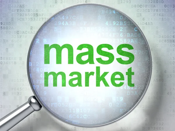 Marketingkonzept: optisches Glas mit Wörtern Massenmarkt — Stockfoto