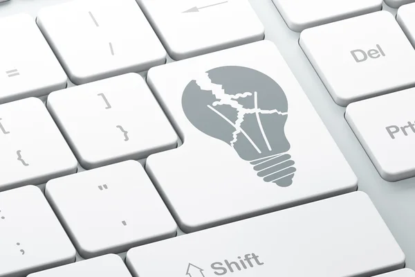 Концепція бізнесу: клавіатура комп'ютера з лампочки — стокове фото