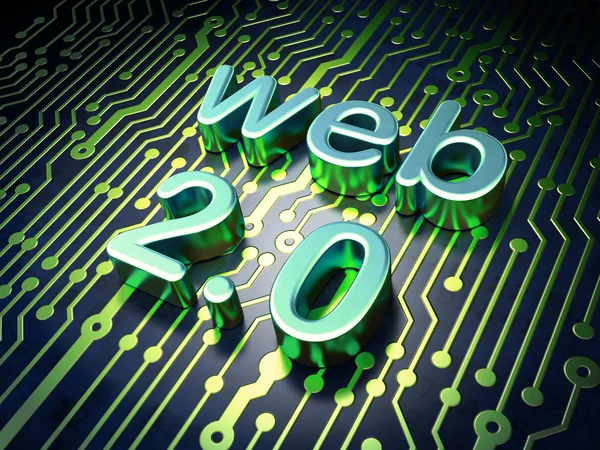 Webbdesign Seo koncept: kretskort med word Web 2.0 — Stockfoto