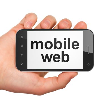 SEO web geliştirme kavramı: smartphone ile hareket eden örümcek ağı
