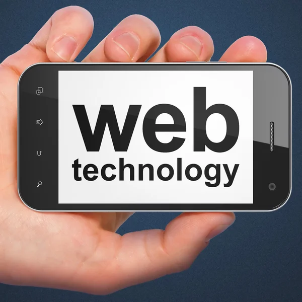 SEO веб-розробка концепції: смартфон з веб-технології — стокове фото