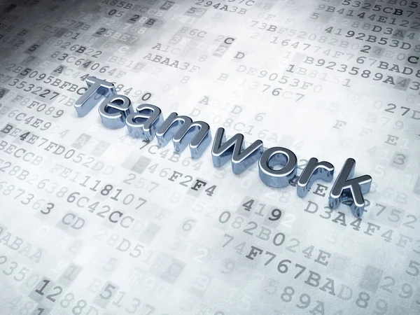 Bedrijfsconcept: Zilveren Teamwork op digitale achtergrond — Stockfoto